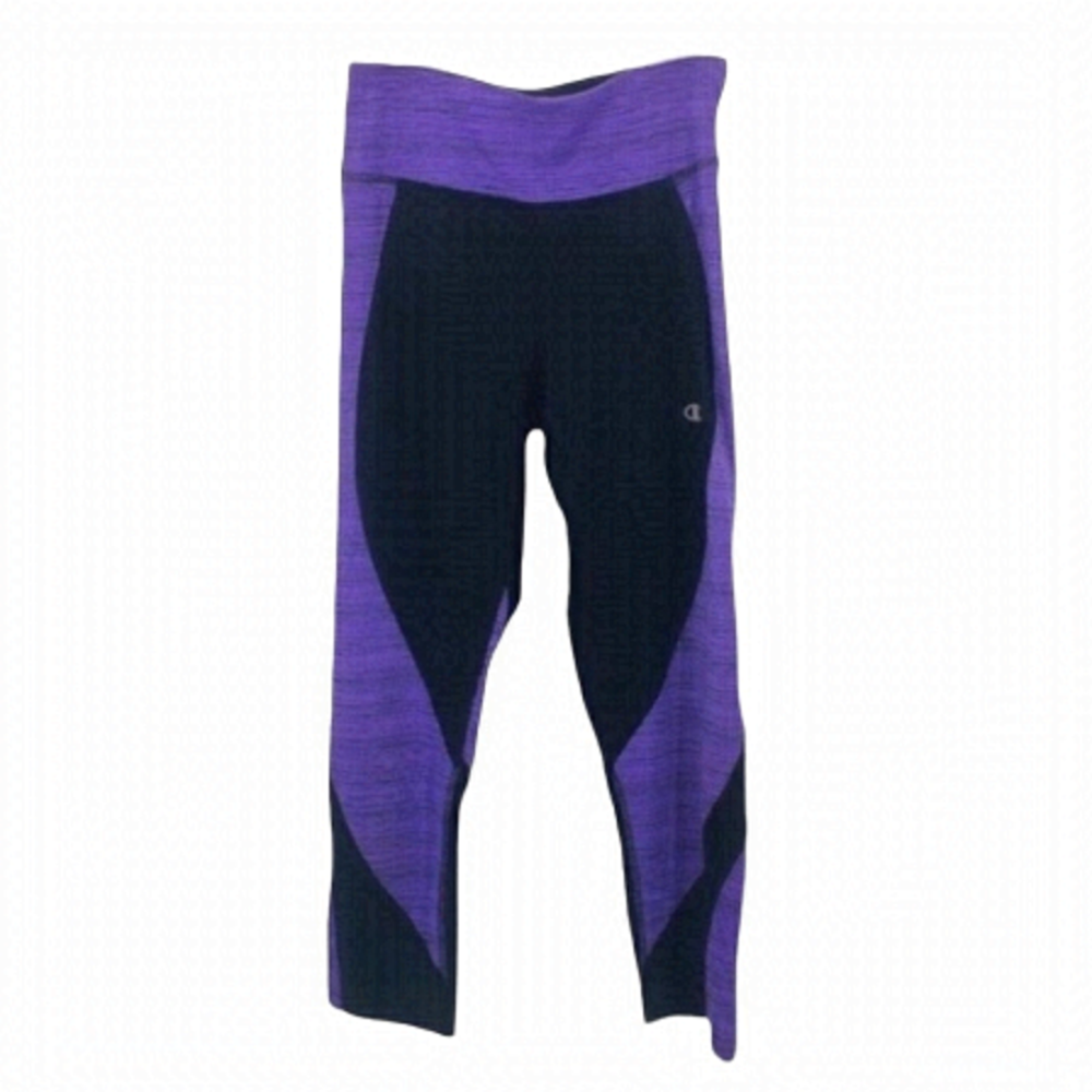 4/$45 CHAMPION Black Purple Cropped 3/4 Leggings XS